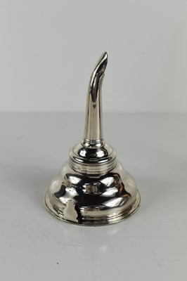 Lot 124 - A silver wine funnel, the sieve section...