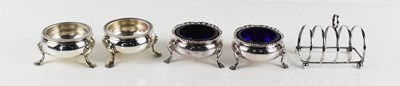 Lot 5 - Two pairs of George III silver salts, both of...