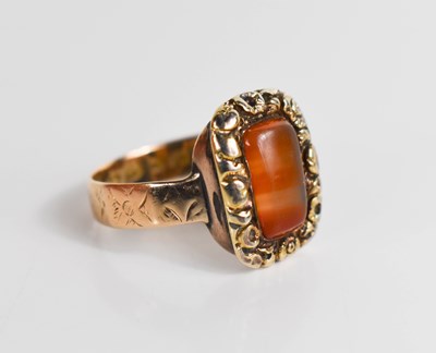 Lot 41 - A 12ct gold Georgian ring, set with an agate...