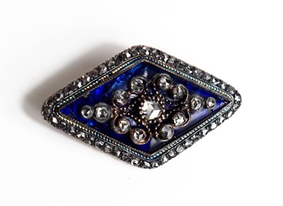 Lot 13 - A 19th century diamond and enamel brooch, of...