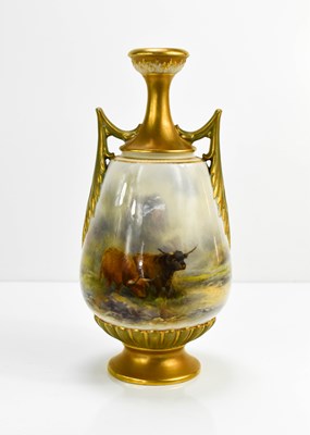 Lot 154 - A Royal Worcester vase, the twin handled vase...