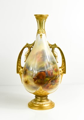 Lot 155 - A Royal Worcester twin handled vase by John...