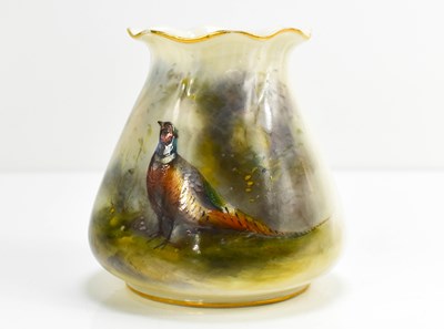 Lot 114 - A Royal Worcester vase, painted with pheasants,...