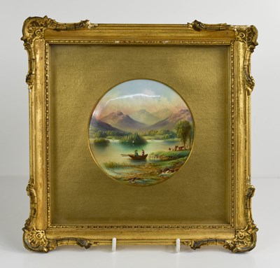 Lot 98 - A porcelain plaque by G Micklewright, painted...