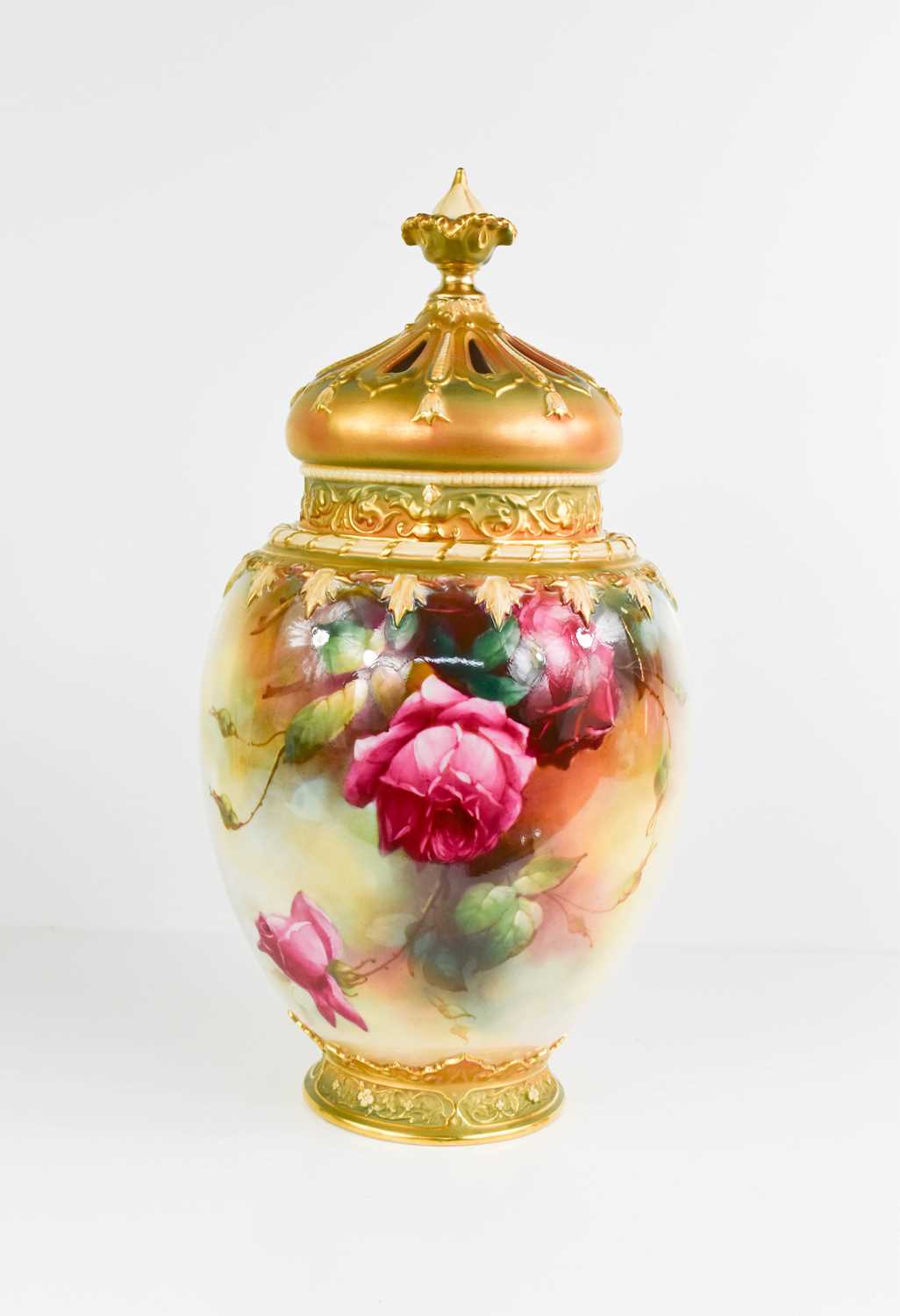 Lot 141 - A Royal Worcester pot pourri vase and cover,...