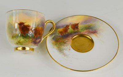 Lot 109 - A Royal Worcester cup & saucer, by Harry...