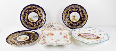 Lot 136 - A Minton cake plate decorated with violas,...