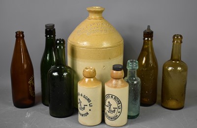 Lot 133 - A group of vintage glass and stoneware bottles...
