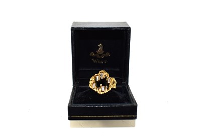 Lot 51 - An 18ct gold and diamond brutalist dress ring...