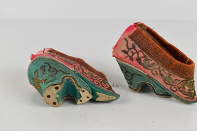 Lot 3 - A pair of 19th century Chinese lotus shoes in...
