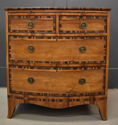 Lot 584 - A 19th century bow front chest of drawers,...