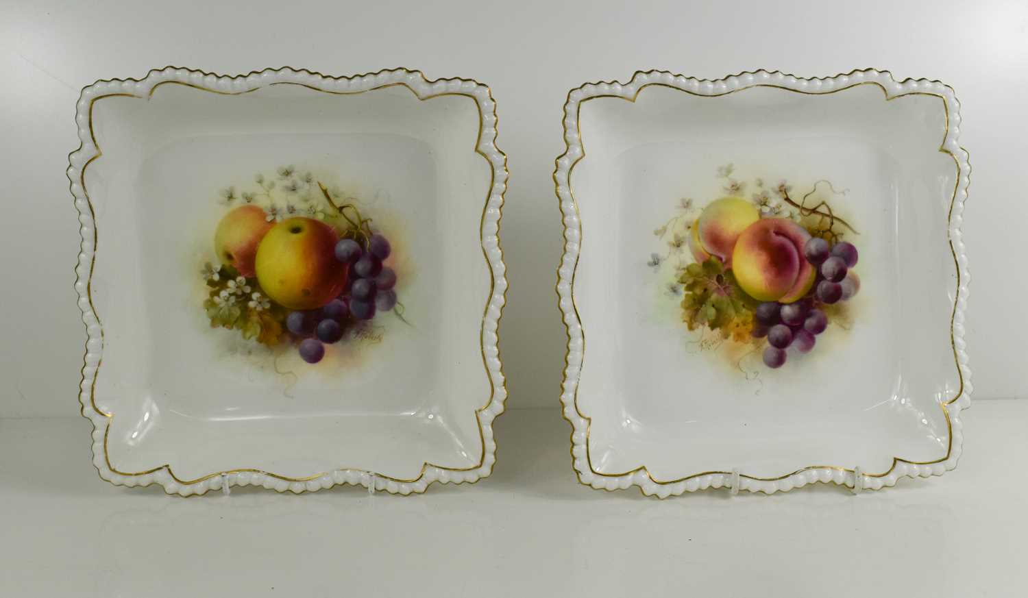 Lot 107 - A pair of Royal Worcester square dishes,...