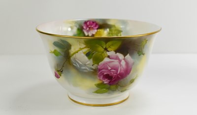 Lot 148 - A small Royal Worcester fruit bowl, painted...