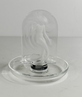 Lot 176 - A Lalique glass ring tray, the arched panel...
