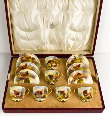 Lot 157 - A set of Royal Worcester cups and saucers, by...