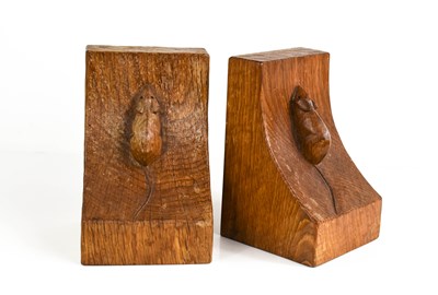 Lot 406 - A pair of Robert Thompson 'Mouseman' oak book...