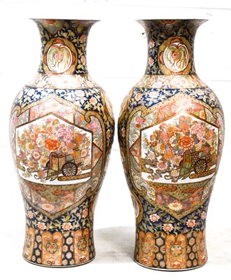 Lot 118 - A pair of Japanese baluster form vases, with...