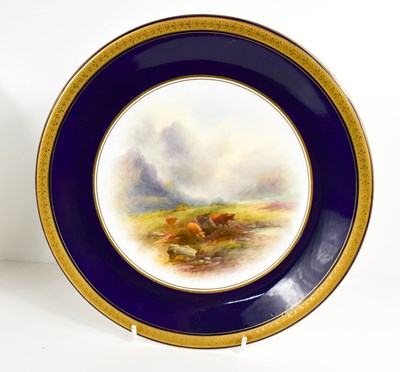 Lot 121 - A Royal Worcester plate painted with highland...