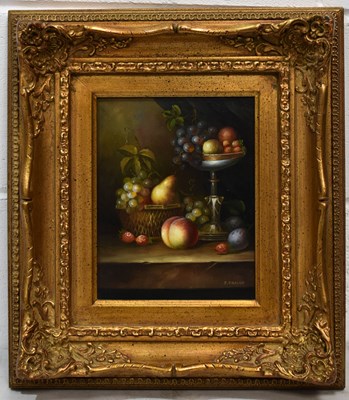 Lot 510 - A pair of 20th century still life of fruit by...