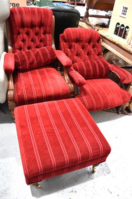 Lot 570 - A Victorian mahogany framed red upholstered...