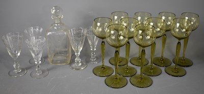 Lot 122 - A set of German Mid Century green wine glasses,...