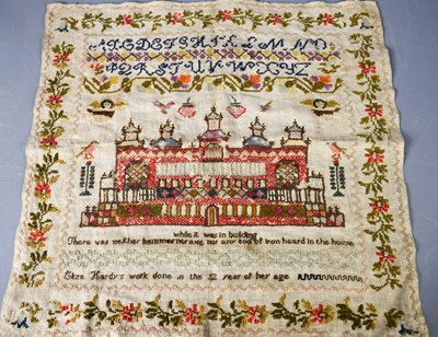 Lot 283 - A 19th century sampler, depicting a stately...