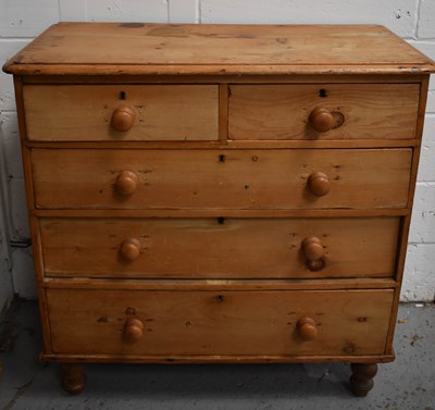 Lot 550 - An antique pine chest of drawers, with two...