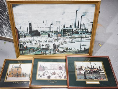 Lot 475 - LS Lowry: three small colour prints, and a...