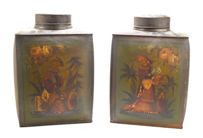 Lot 12 - A pair of 19th century Japanned Toleware tea...