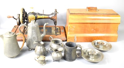 Lot 287 - A quantity of Pewter ware to include a pair of...