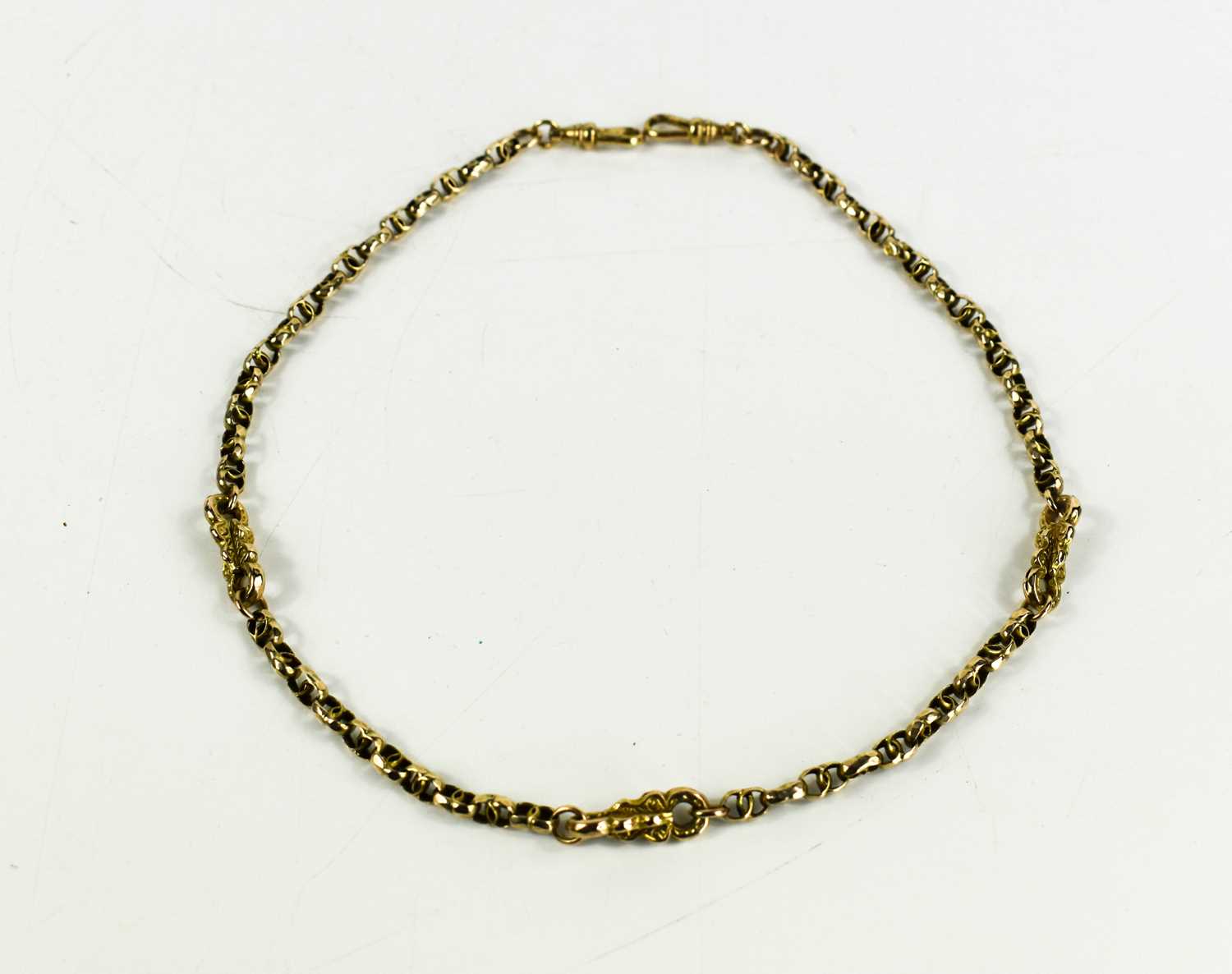 Lot 144 - A 9ct gold double eye-link belcher chain...