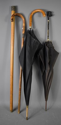 Lot 302 - Two walking canes together with two vintage...