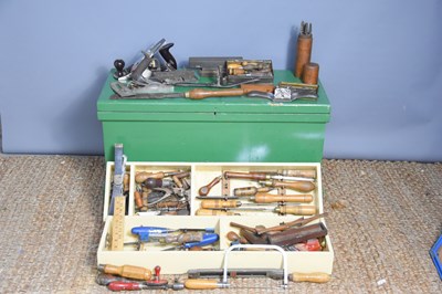 Lot 444 - A vintage carpenters tool box with contents to...