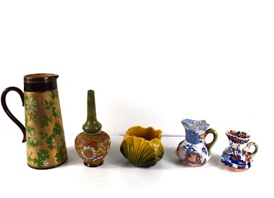 Lot 36 - A Doulton Lambeth Slater jug and bud vase A/F,...