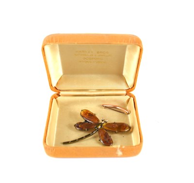 Lot 224 - A vintage dragonfly brooch, the wings set with...