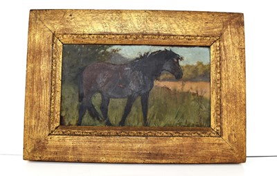 Lot 393 - A 19th century oil on board, study of a horse...