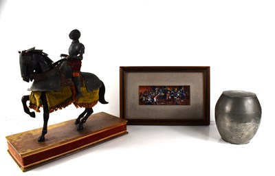 Lot 378 - A resin model of a medieval war horse and...