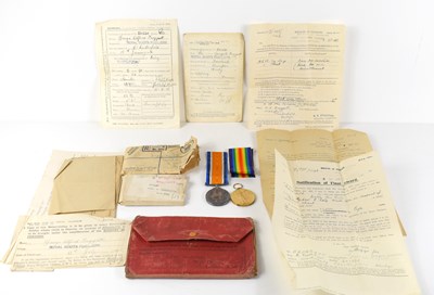 Lot 349 - A WWI medal group awarded to Pte George Alfred...