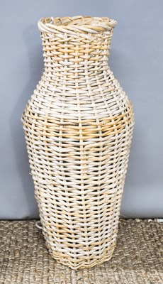 Lot 40 - A vintage wicker eel basket, 72cm high.